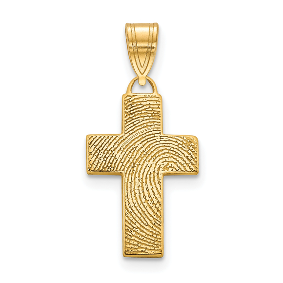 Sterling Silver/Gold-plated Small Cross Fingerprint Pendant - Picture 1 of 2